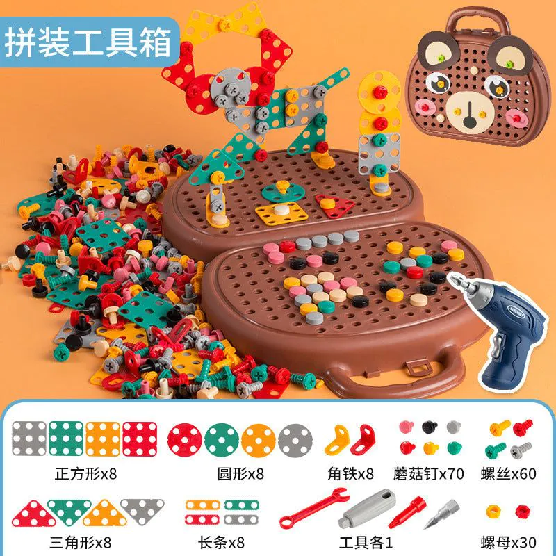 image-Baby Puzzle Toolbox Electric Screwdriver Toy Set