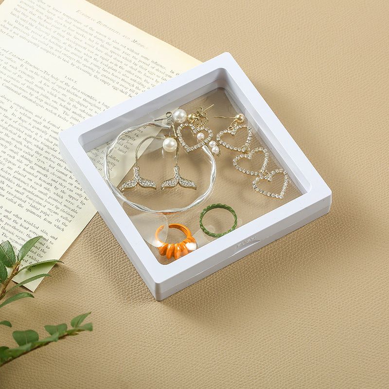 image-Jewelry Storage Box - Plastic Display Case with Dust Cover 