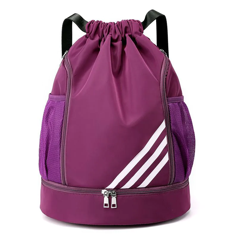 image-Oxford Cloth Drawstring Backpack Silver Gray 