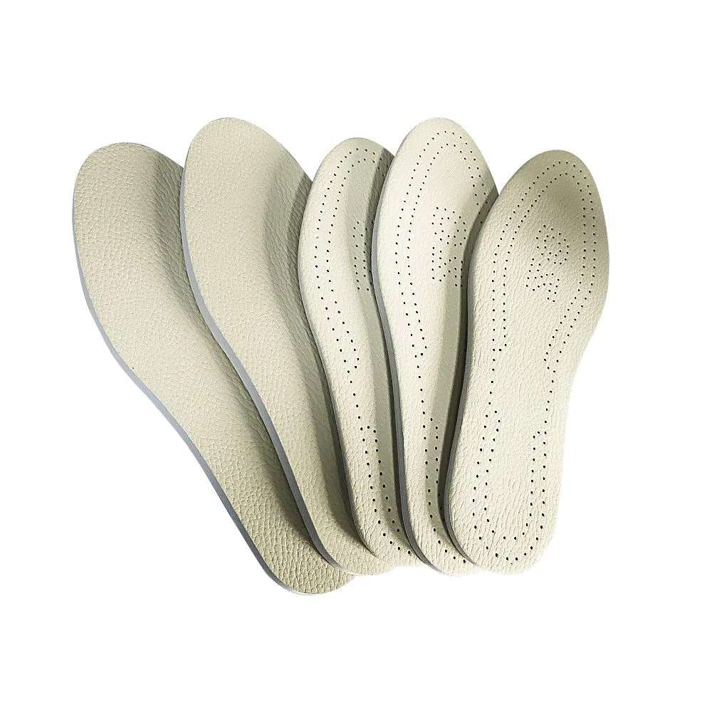 image-Orthopedic Leather Insoles - White Unisex Leg Correction