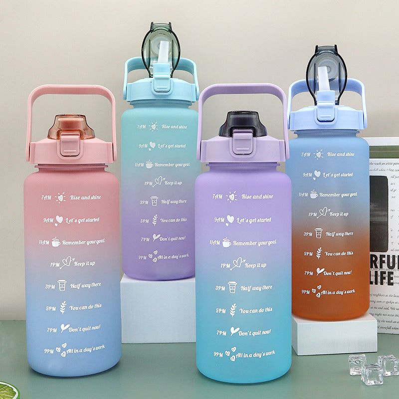 image-Gradient Color Water Cup - Plastic Straw Cup 