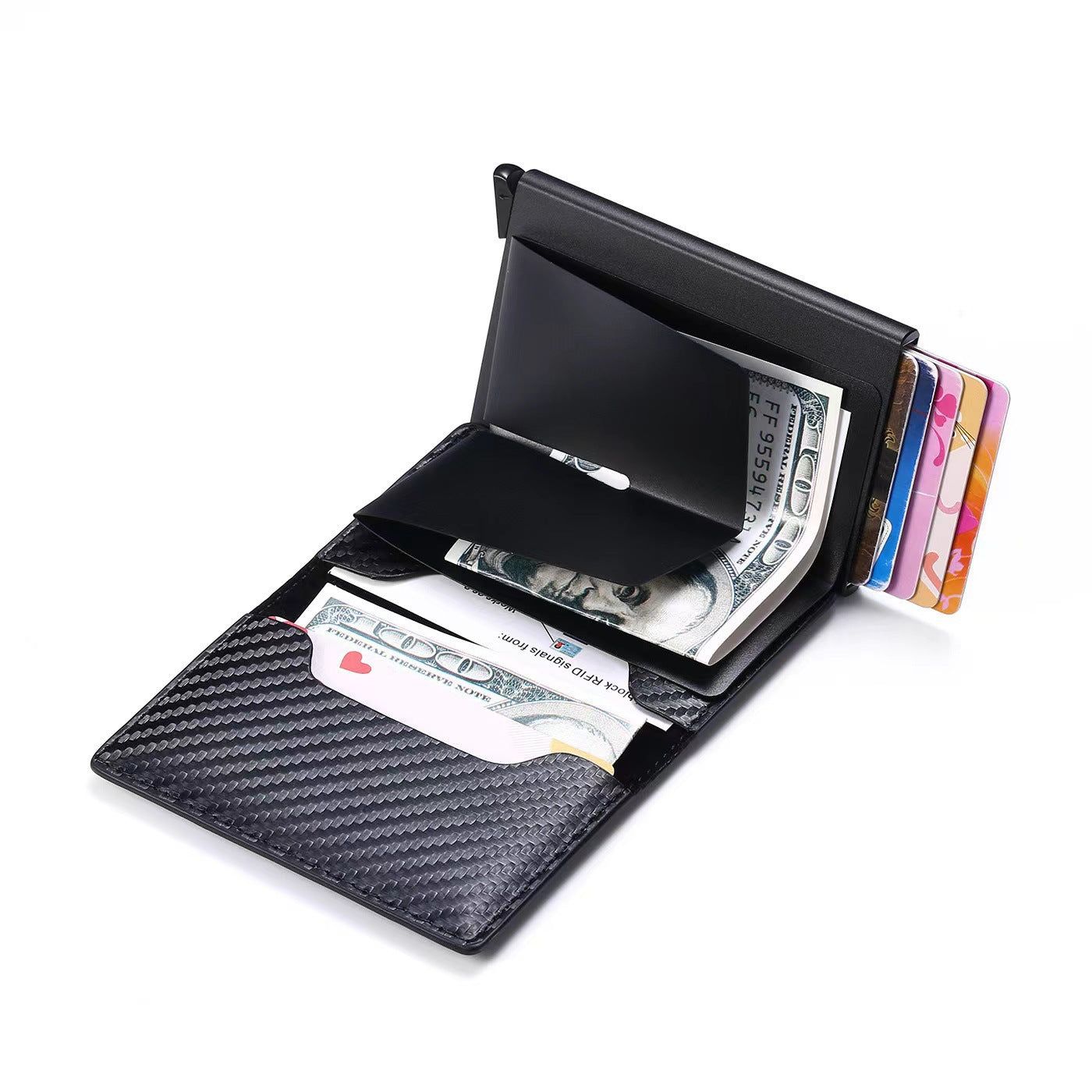 image-RFID Wallet AirTag Holder - Grey PU Slim
