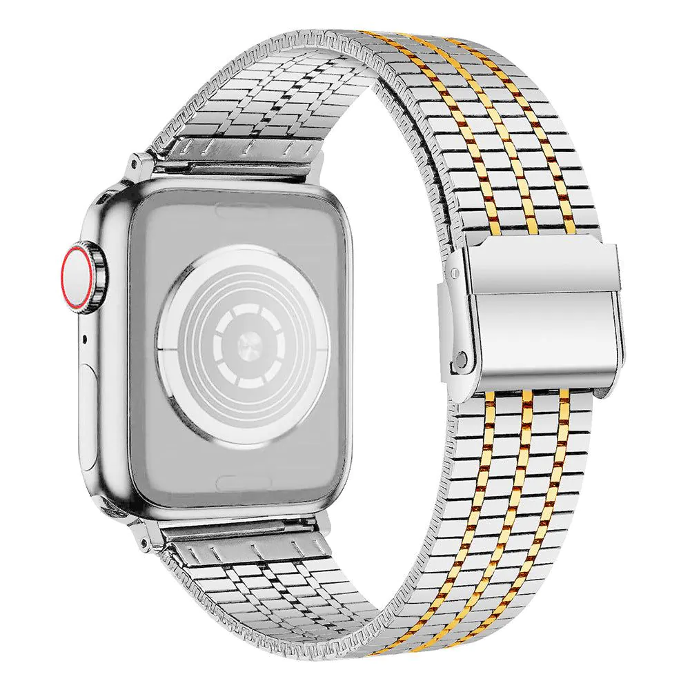 image-Apple Watch Metal Strap Fish Scale Seven Stainless Steel Double Safety Buckle