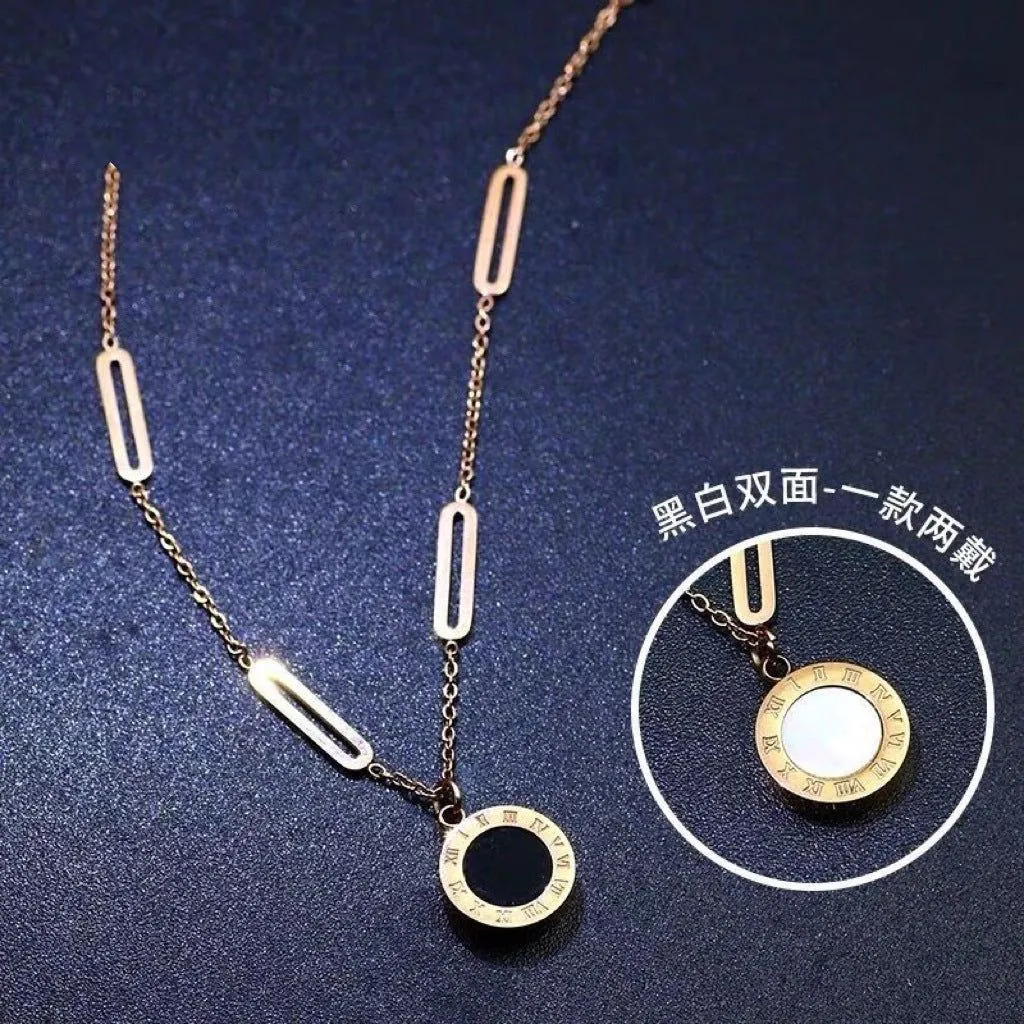 image-Titanium Steel Diamond Necklace - Women's Clavicle Chain 