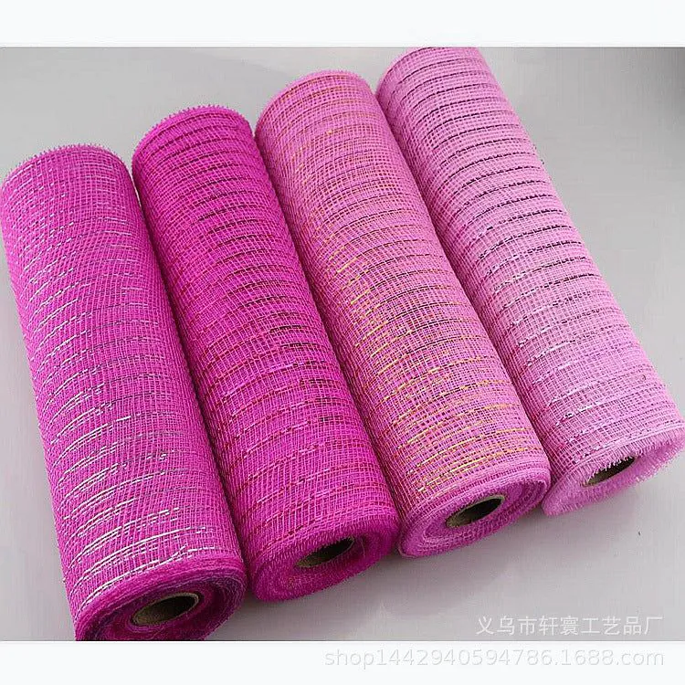 image-Christmas Wire Mesh Packaging - Red & White Strips 26cm x 10yds