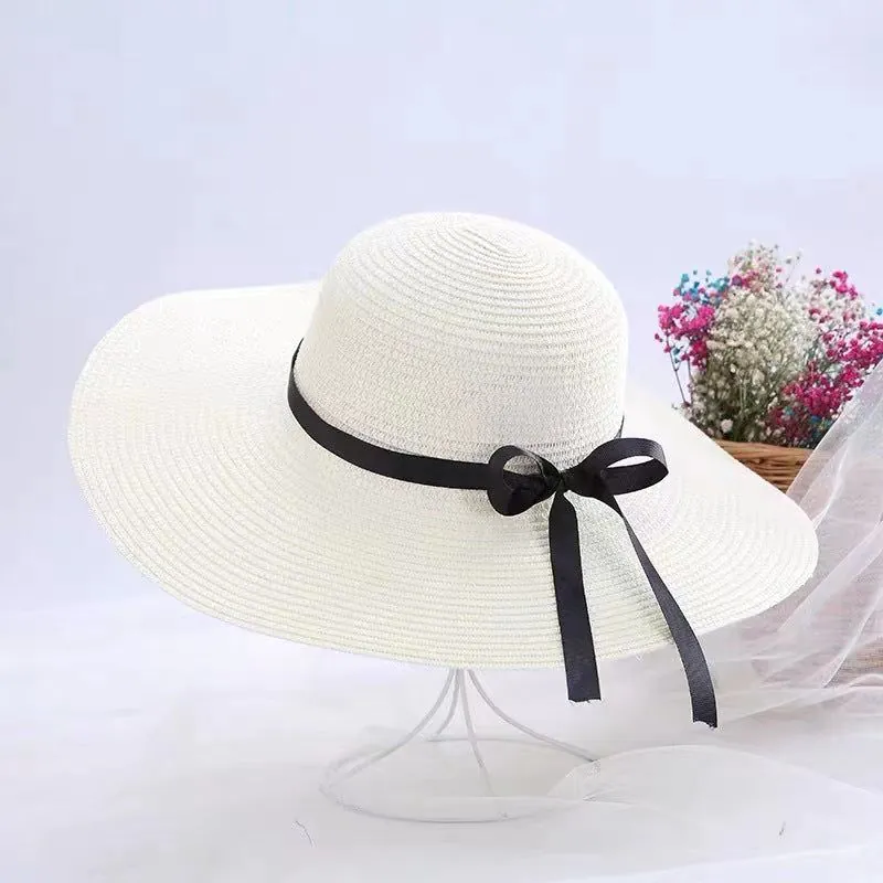 image-Straw Sun Hat Women Large Brim Foldable Khaki
