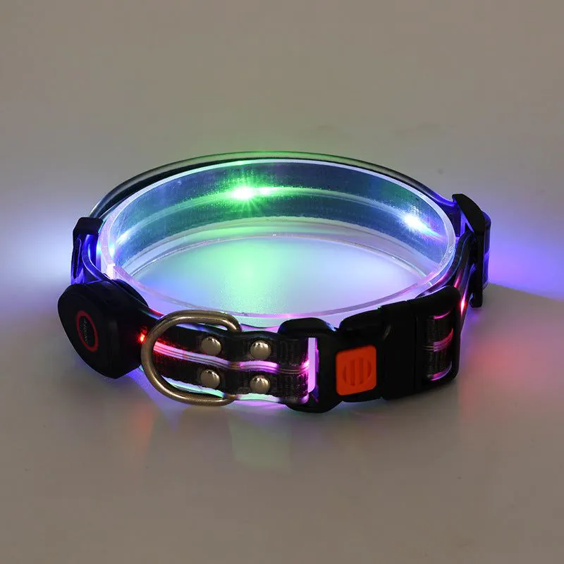 image-LED Pet Collar USB Charging - Nylon Black