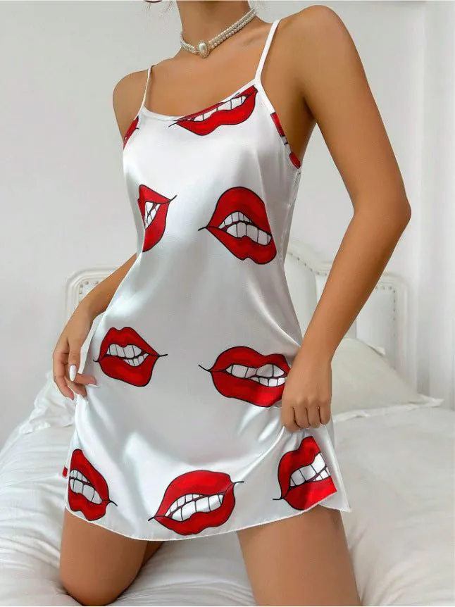 image-Women's Anime Pajama Shorts - White Polyester