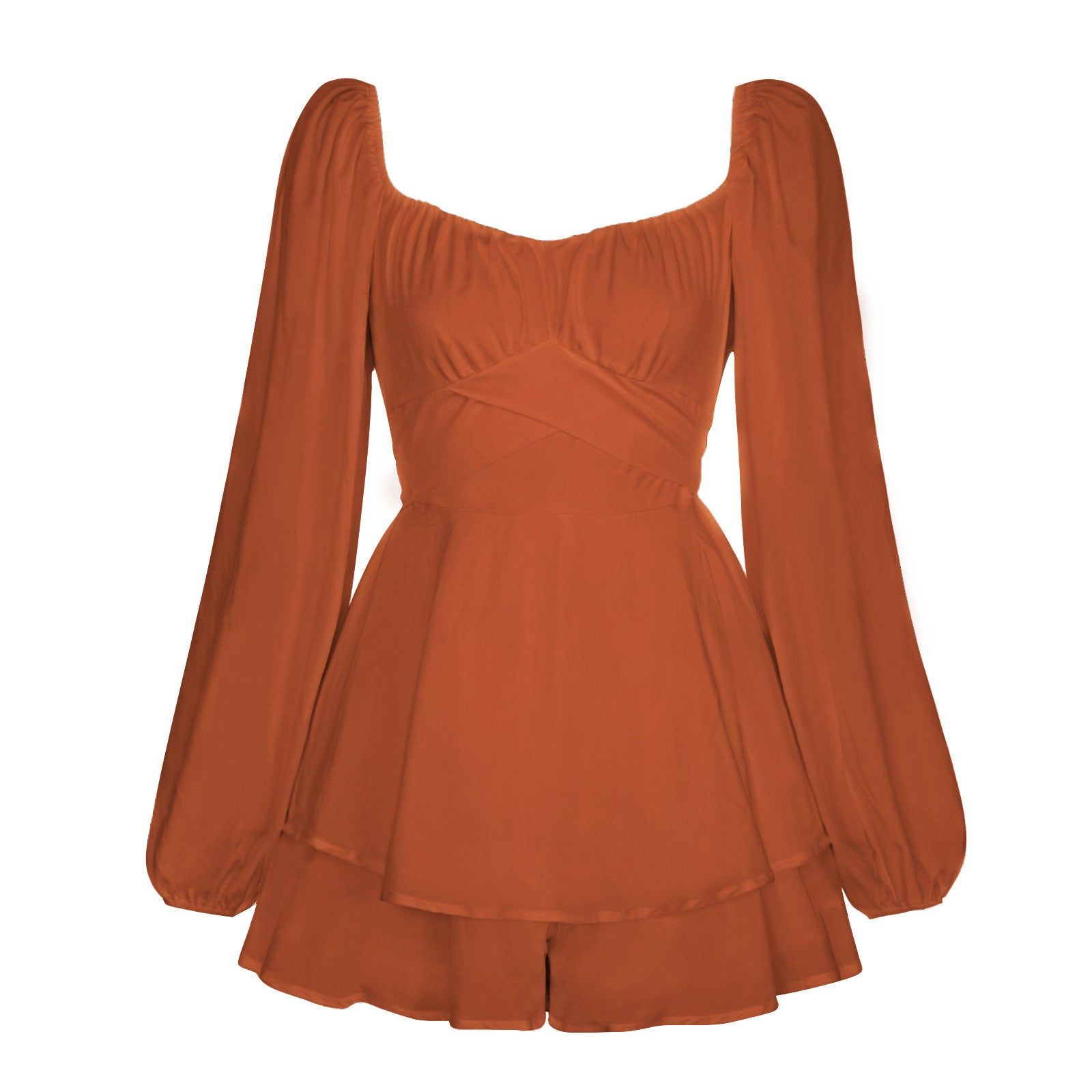 image-Women's Long Sleeve Strappy Jumpsuit - Pink Ruffles