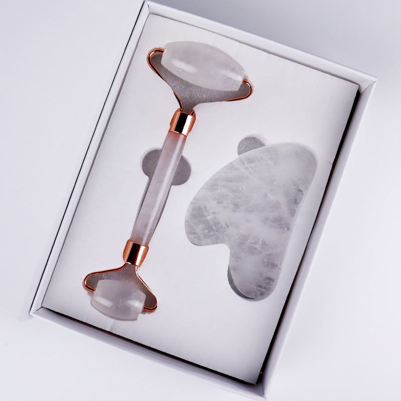 image-Hot Selling Pink Crystal Jade Roller Massage Set 