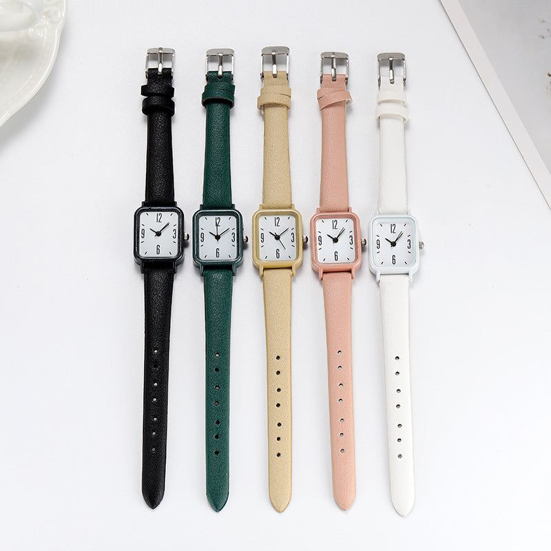 image-Retro Compact Square Quartz Watch - Simple Temperament All-Match