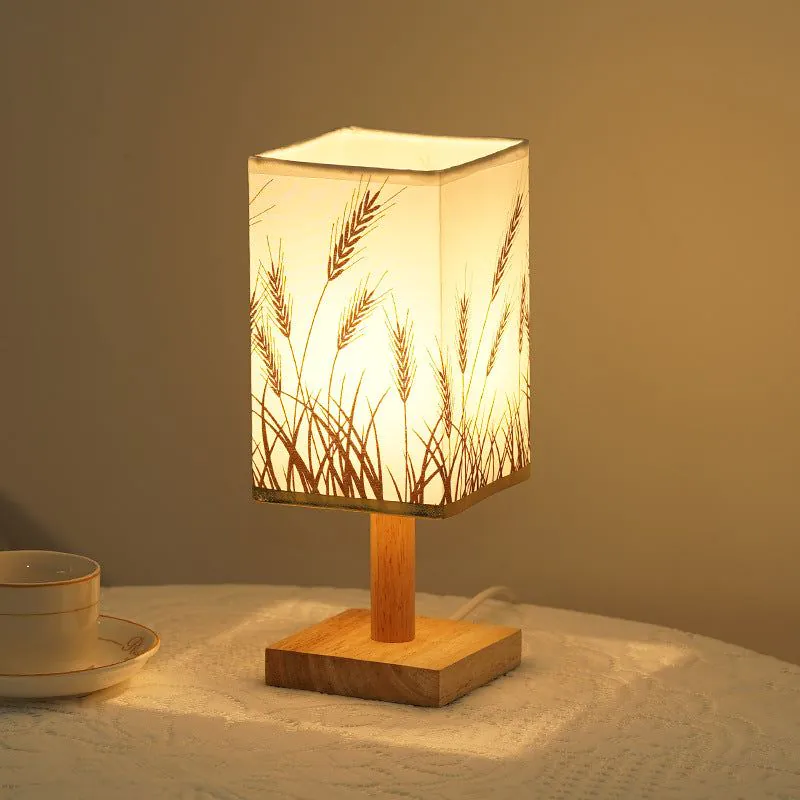 image-Nordic Solid Wood Table Lamp USB LED Remote Control