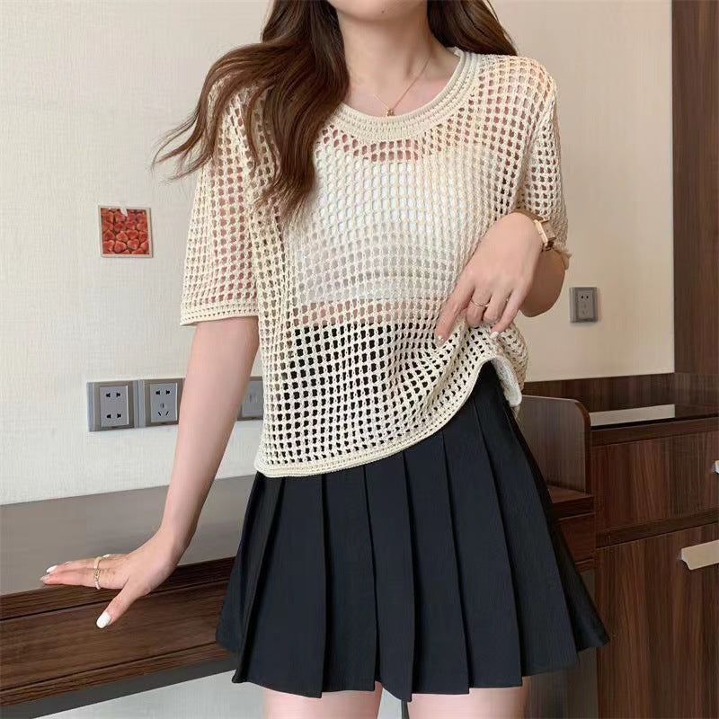 image-KANING Hollow Sweater - Black Loose Short