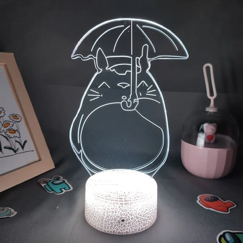 image-3D Night Light USB Touch Remote Control LED Lamp Bedside Gift - Colorful
