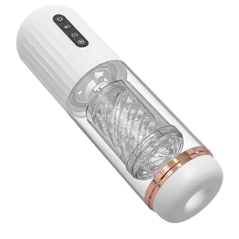 image-Adult Male Telescopic Massager Cup - TPE+ABS Black