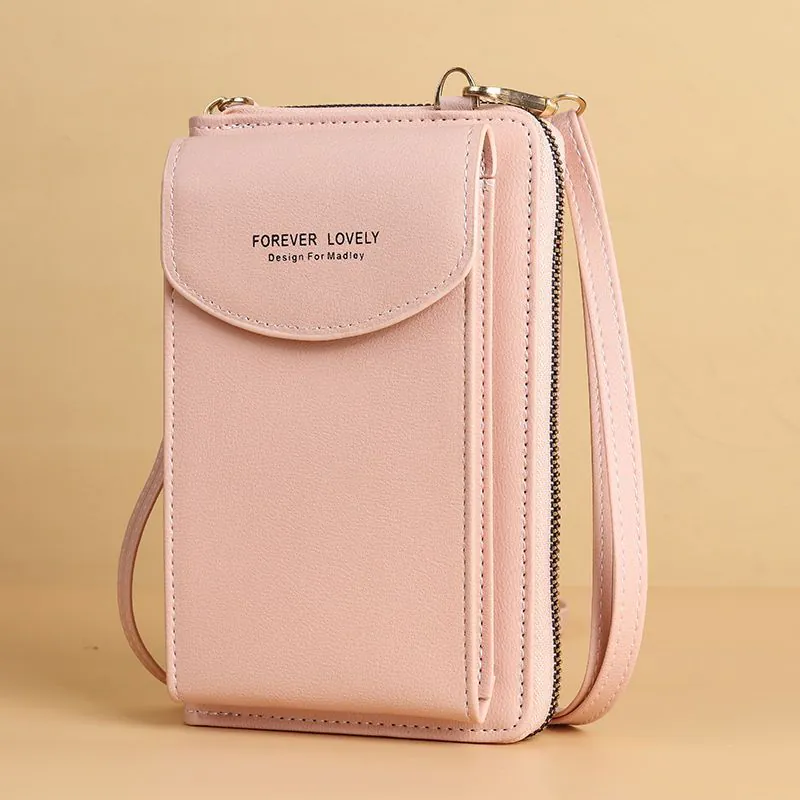image-Sweet Vertical Messenger Bag - Light Blue PU Leather