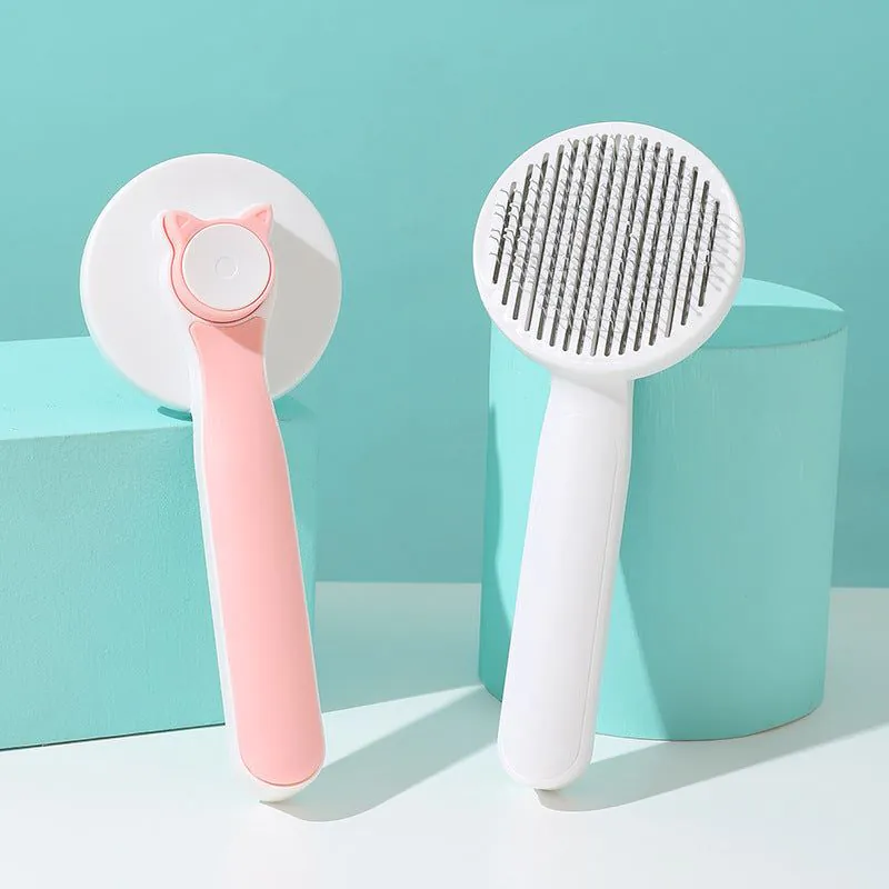 image-Stainless Steel Self-Cleaning Cat Comb