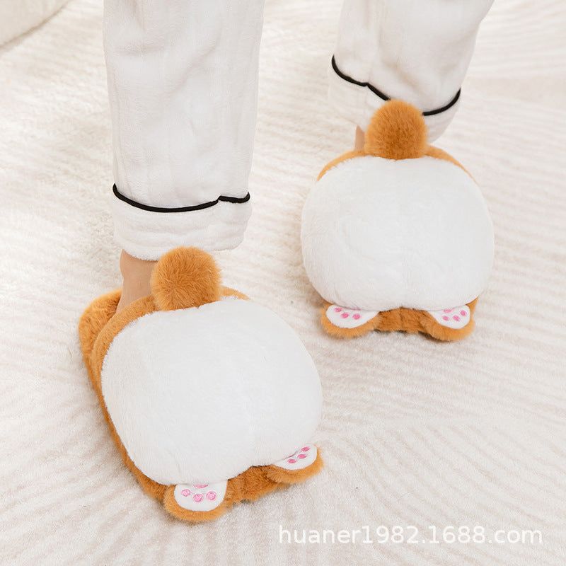 image-Autumn Winter Corgi Cartoon Cotton Slippers Unisex 