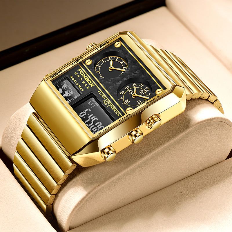 image-FOXBOX Dual Display Quartz Watch FB0011 Silver Blue