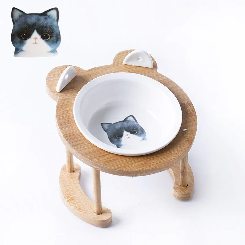 image-Cat & Dog Ceramic Double Bowl - Elevated Feeder