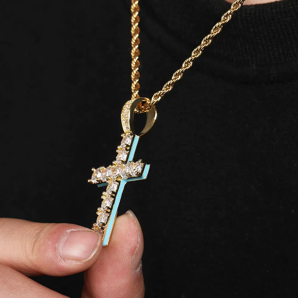image-Cross Necklace Silver Luminous Zircon Pendant