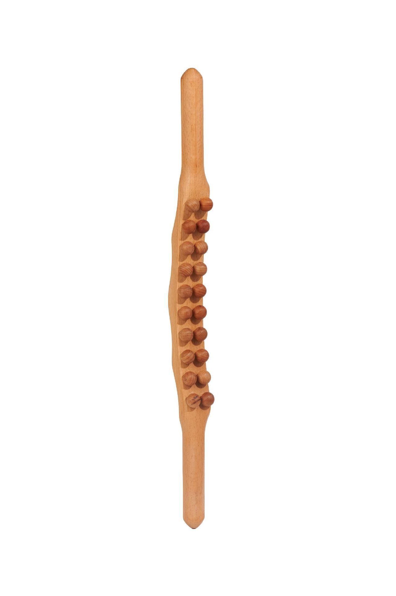 image-Double Row 20 Beads Massage Stick - Wood