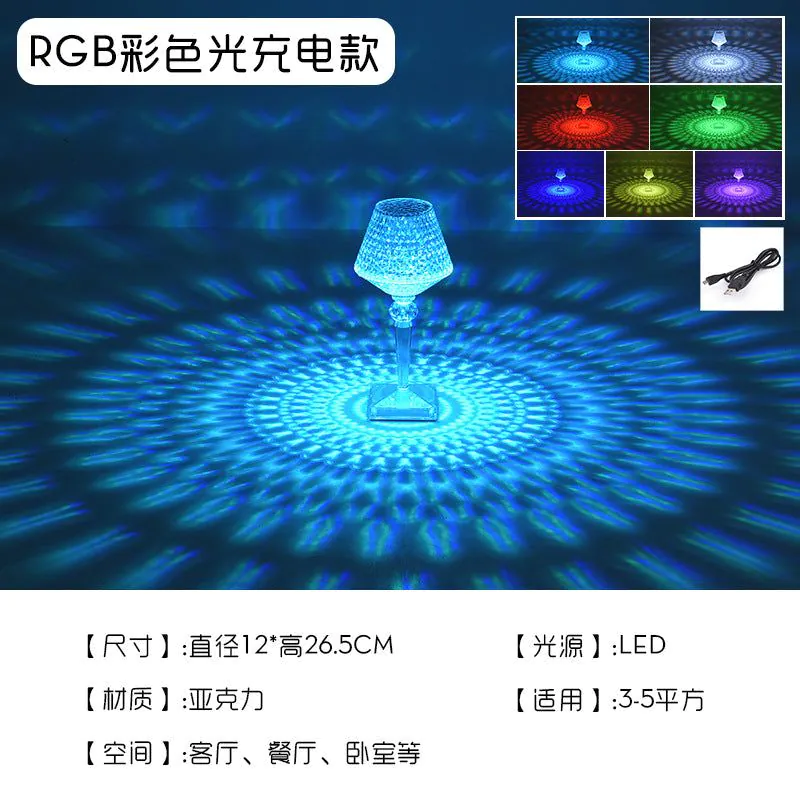 image-Creative Crystal Diamond Bedside Night Lamp - Modern Simple Design 36V LED