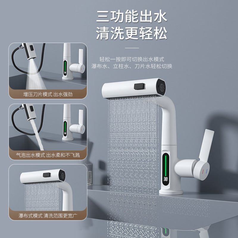 image-Raindance Color-Changing Digital Kitchen Faucet - Waterfall Design 