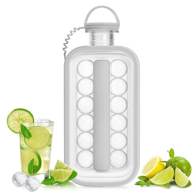 image-Foldable Curling Ice Cube Mold - Silicone Ice Tray, Two-in-One