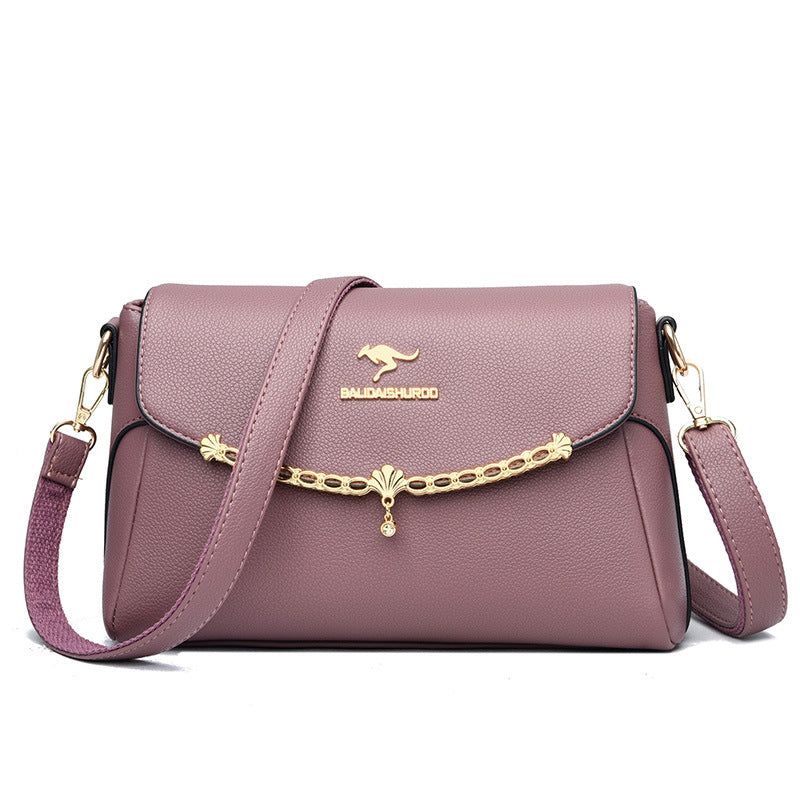 image-Women's Leather Shoulder Bag - Large Capacity