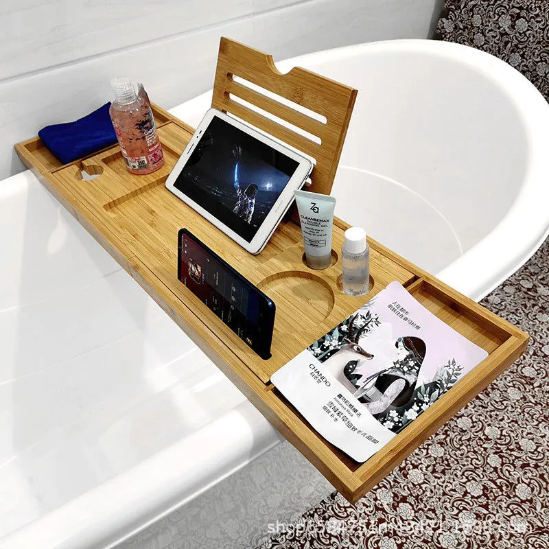 image-Bamboo Bathroom Storage Rack - Modern Minimalist, 75*23*3cm