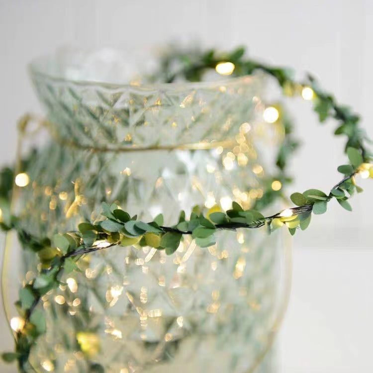 image-Leaf Rattan Light String - Green Vine 2m 20LED