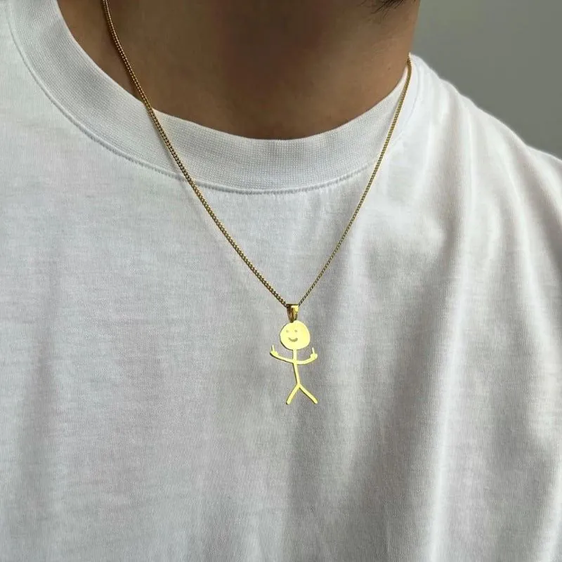 image-Doodle Character Stainless Steel Necklace