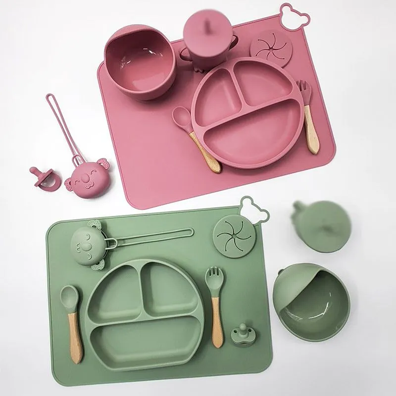 image-Baby Silicone Feeding Set - Fork Spoon & Placemat