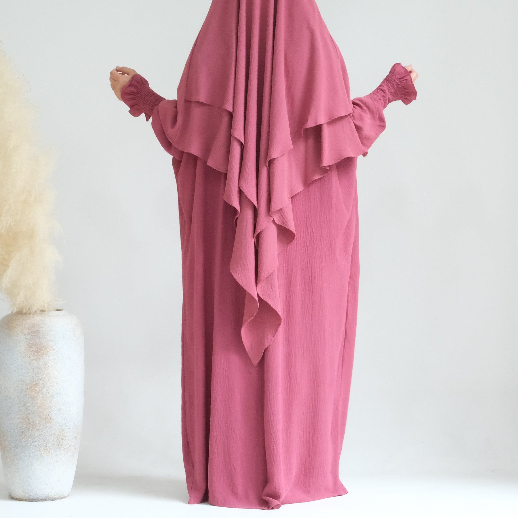 image-Loriya Bat Style Maxi Dress - Dark Brown Polyester