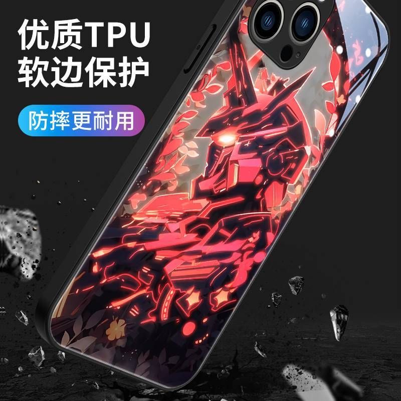image-Butterfly Mecha LED Light-Up iPhone 15 Glass Case - Black