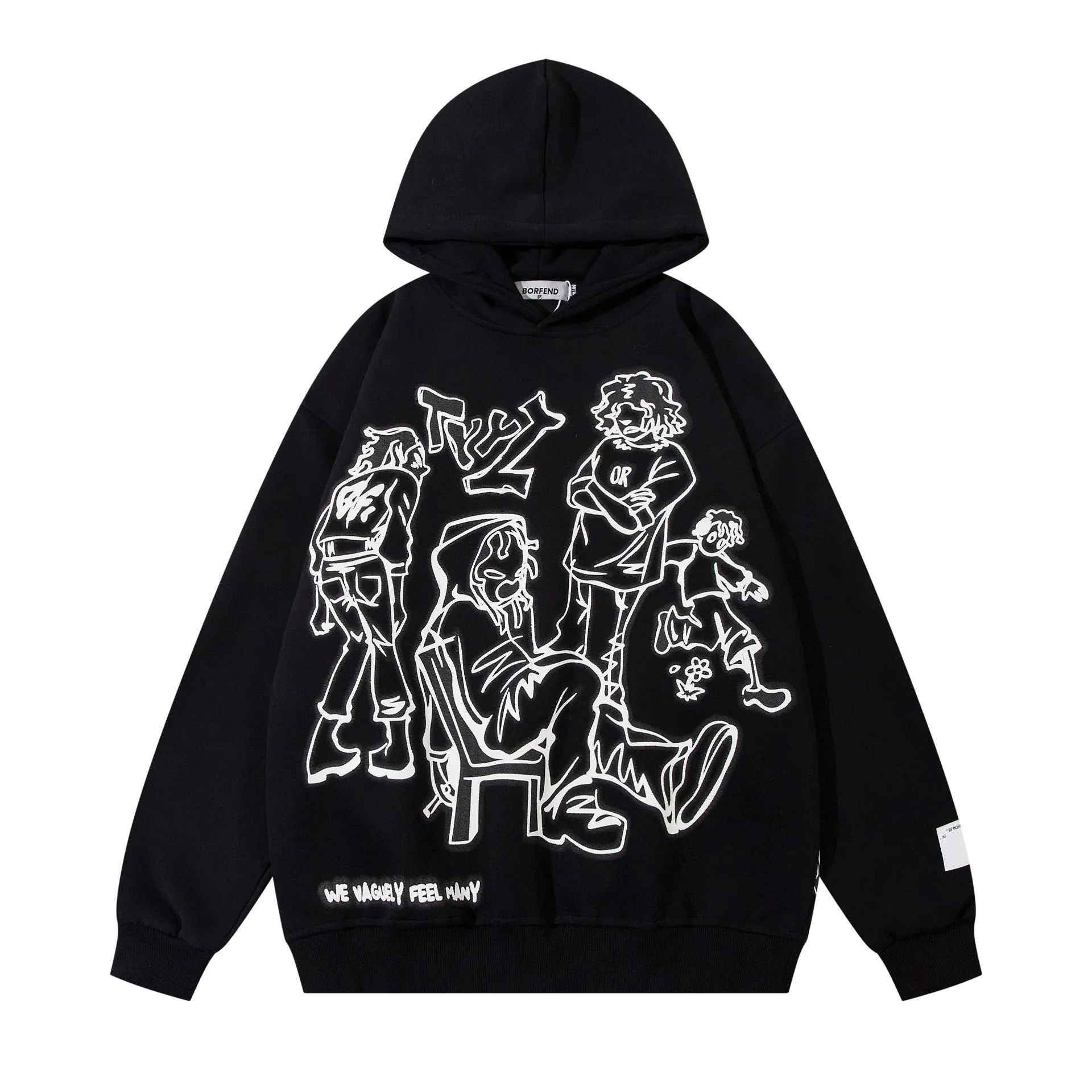 image-Zongchi Graffiti Hoodie - Pink Cartoon Loose