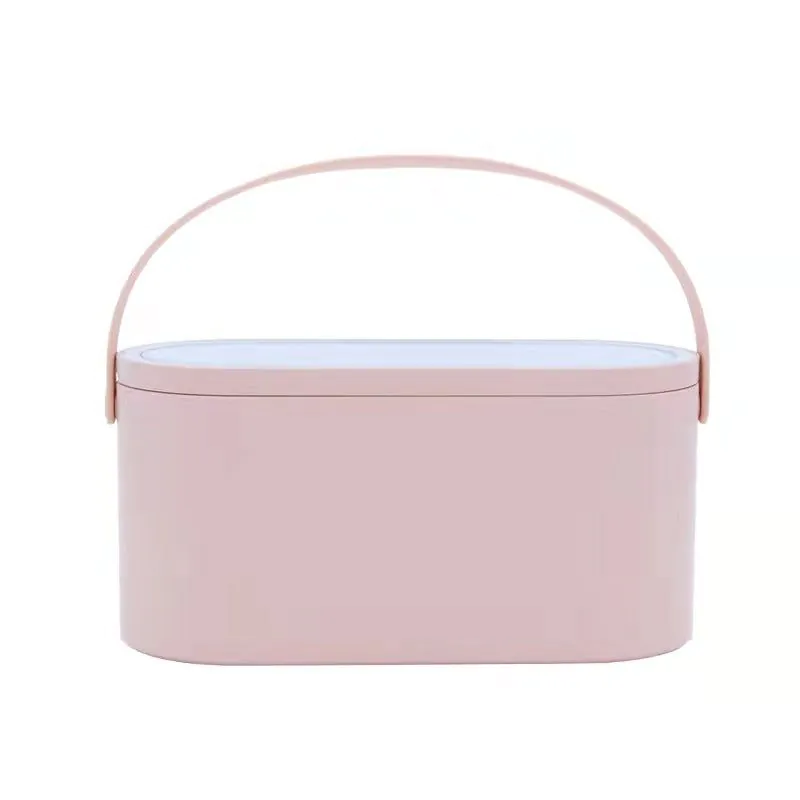 image-MUID Makeup Mirror Storage Box with LED Lights Pink