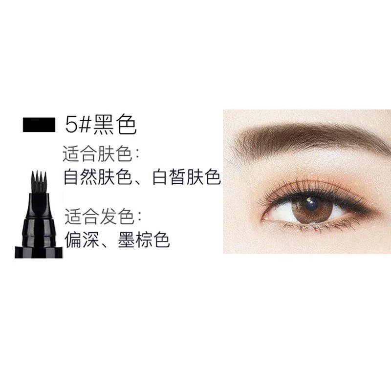 image-Four-Pronged Eyebrow Pencil - Natural Black Waterproof 