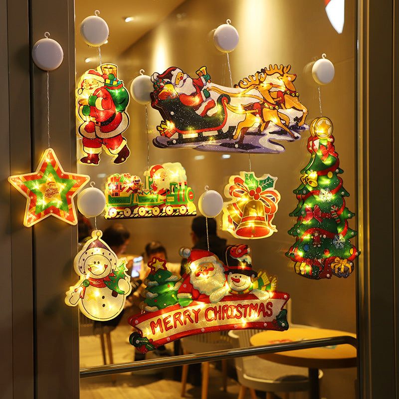 image-LED Christmas Window Stickers Suction Cup Lights