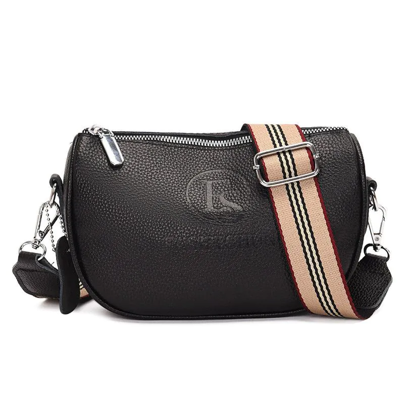 image-Women's Leather Saddle Bag - Black Small Square