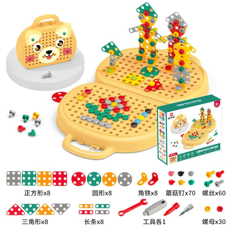 image-Baby Puzzle Toolbox Electric Screwdriver Toy Set