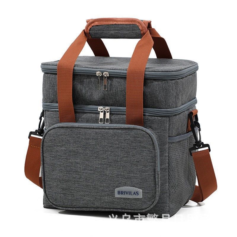 image-Best-Selling Double-Layer Picnic Thermal Bag - Navy Blue Waterproof Multi-Functional