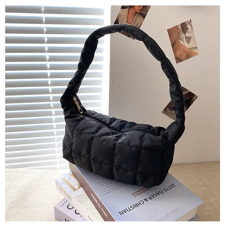 image-Women's Canvas Shoulder Bag - Brown Small Square