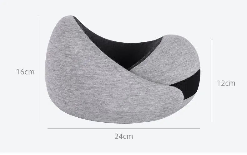 image-U-Shaped Memory Foam Travel Pillow - Foldable Neck Support