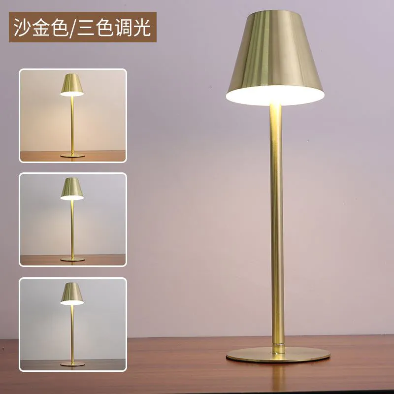 image-Retro LED Table Lamp - Sand Black Touch USB Charging 40cm
