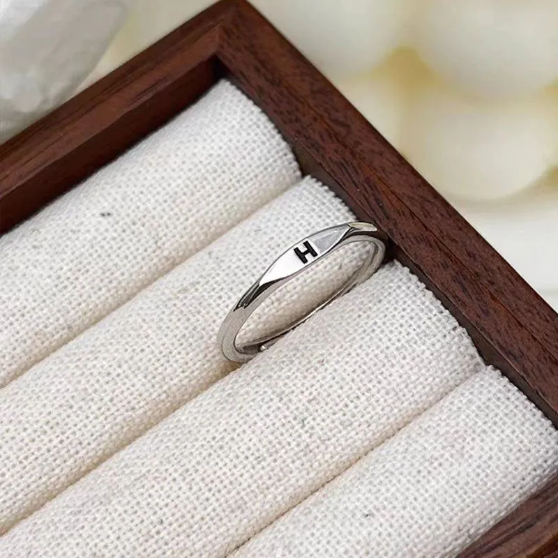 image-S925 Sterling Silver Letter Ring - Adjustable