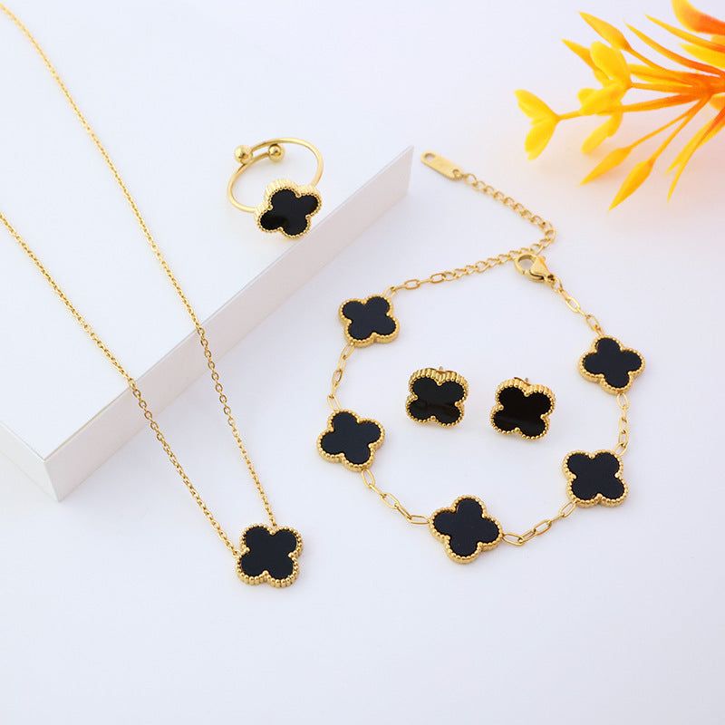 image-Four-Leaf Clover 18k Gold Plated Jewelry Set