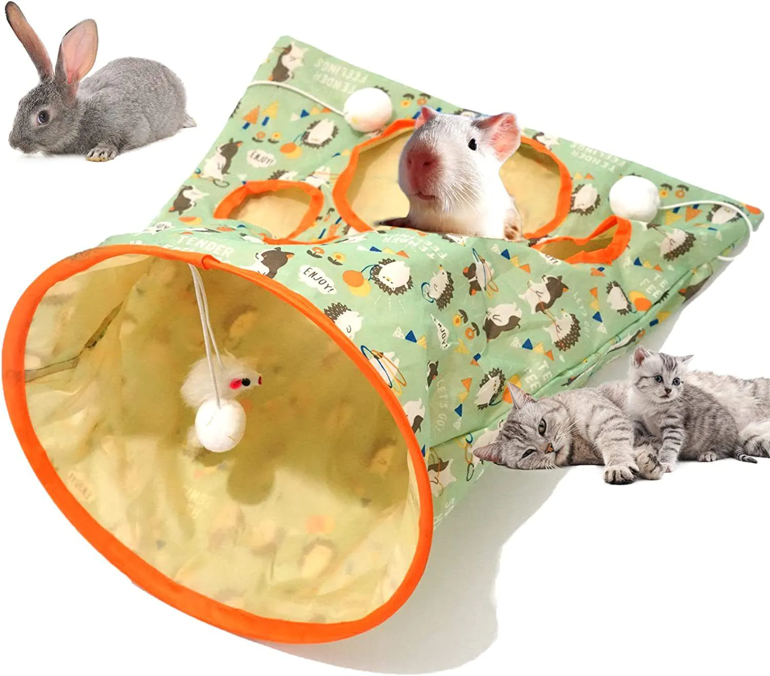 image-Cat Tunnel Toy with Ball & Crinkle Paper Interactive