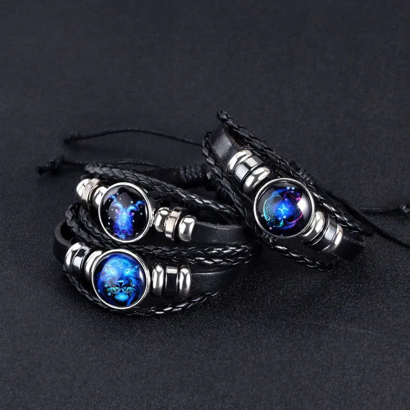 image-12 Constellation Leather Bracelet - Aquarius Unisex 